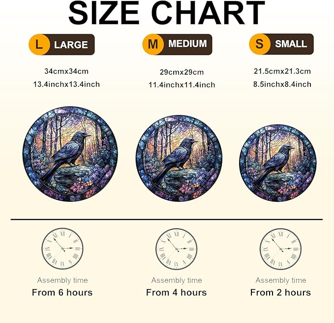 Wooden Puzzles for Adults, Wooden Jigsaw Puzzles, Crow-XL Puzzle, Gifts for Family or Friends for Any Holiday.（17.3 * 17.3 in 450pcs）