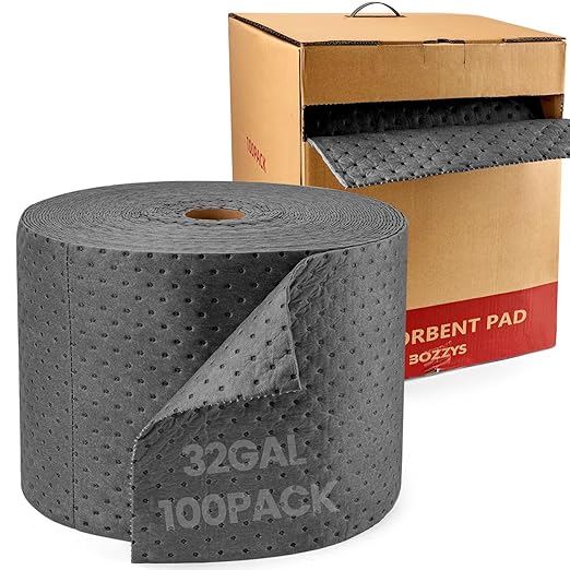 Universal Absorbent Pads Roll | 16"x20" Water Absorbent Mat 100-Pack | Industrial Spill Control for Liquids Leak(32 Gal/Box) | Oil Absorbing Rolls