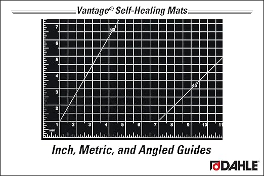 Dahle Vantage 10673 Premium Self-Healing Cutting Mat, 24"x36", 1/2" Grid, 5 Layers for Max Healing, Perfect for Crafts & Sewing, Black