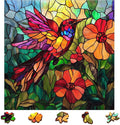 Wooden Puzzles for Adults, Stained Glass Puzzles 499 Pieces, Unique Shaped Hummingbird Jigsaw Puzzles for Adults and Kids, Birthday Gifts Fun Challenge Family Game 16.5'' x 16.5''