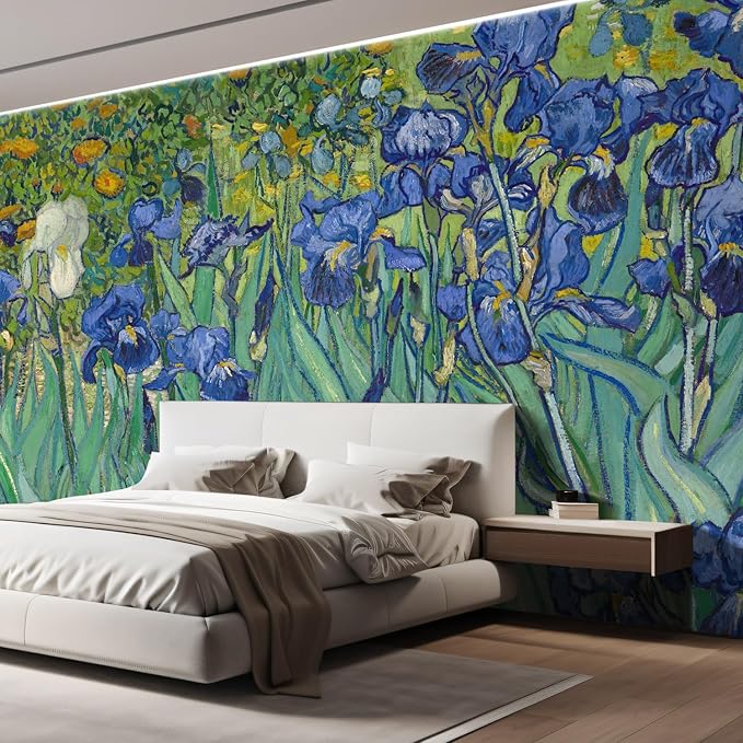 wall26 Irises by Vincent Van Gogh Dutch Impressionism 20th Century Artist Peel and Stick Large Wall Mural, Removable Wallpaper, Home Decor - 132x192 inches
