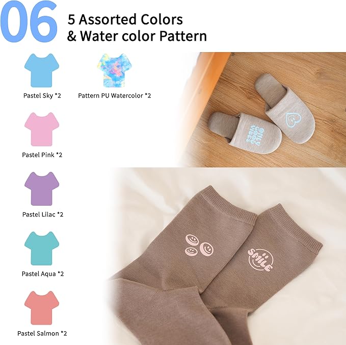 QuuCut Heat Transfer Vinyl Bundle: 12 Pack 12" x 10" Sheets, Watercolor Pattern and 5 Assorted Full Matte Pastel, HTV Vinyl for T-Shirts, Iron on Vinyl for Cricut & Silhouette - Easy to Cut & Weed