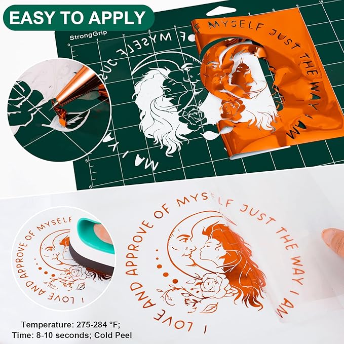 VINYL FROG Metallic Foil HTV Vinyl Roll 12" x5ft Orange Chrome Heat Transfer Vinyl Iron on Vinyl Easy to Cut & Weed DIY Heat Press Design for T-Shirts