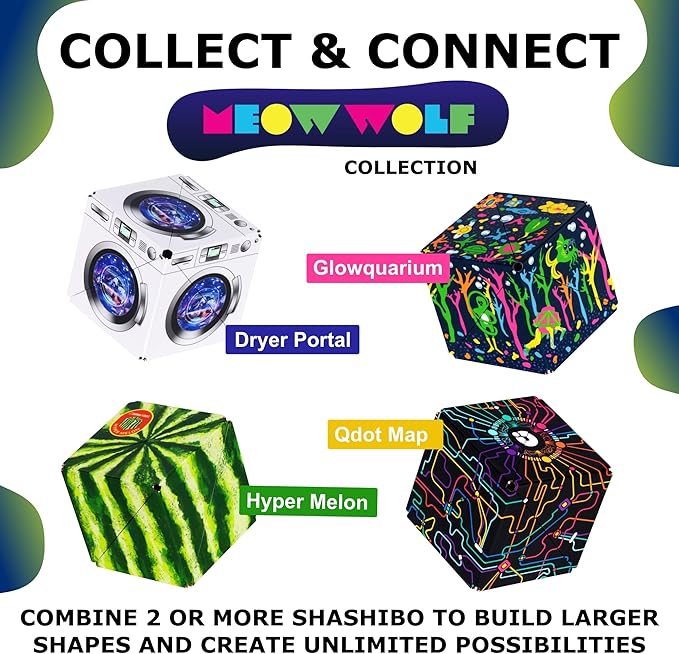 SHASHIBO Shape Shifting Box - Award-Winning Fidget Toy w/ 36 Rare Earth Magnets - Fidget Cube Transforms Into Over 70 Shapes, Sensory Toy Gift for Kids, Teens, and Adults (Hyper Melon)