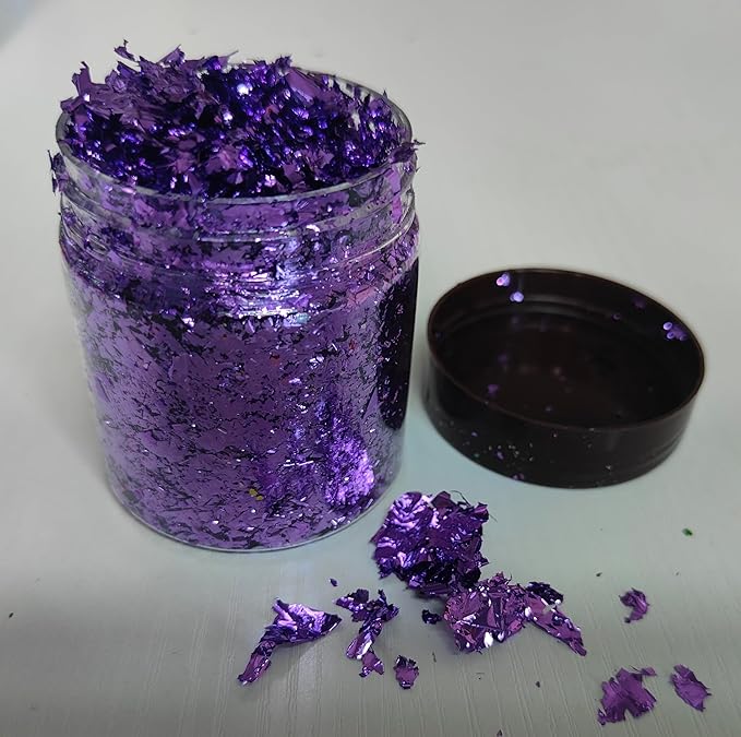 Gilding Flakes,Gold Foil Flakes for Resin,Blue Red Purple Pink Metallic Foil Flakes for Resin Jewelry Making,Nails,Painting Art,Crafts and Slime (Purple)