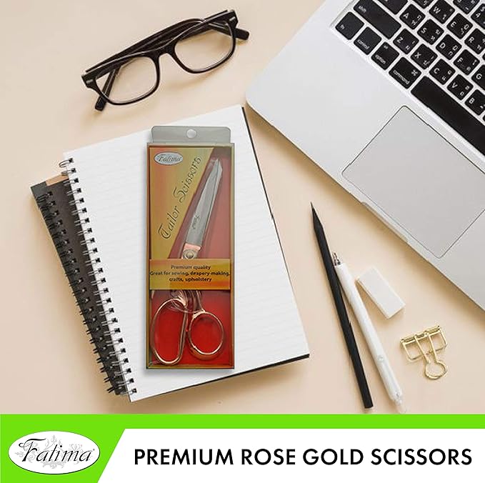 Szco Supplies 8.5” Fatima Heavy-Duty Professional Fabric Tailor Scissors For Home Crafts And Office With Rose Gold Finished Handle