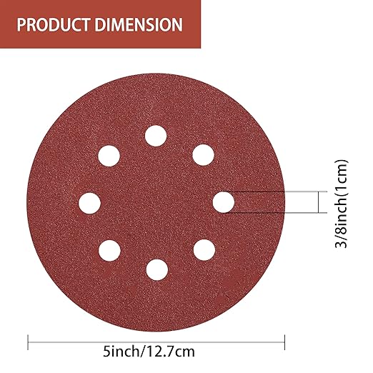 150pcs 150 Grit Sanding Discs, 5-Inch 8-Hole Sandpaper, for Woodworking or Automotive