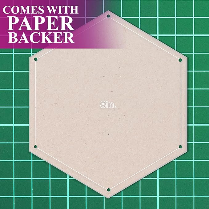 Hexagon Quilting Template Set - 8" with 1/4" Seam Allowance - Durable Acrylic Templates for Quilting, Patchwork, Crafting, & Sewing Projects - Clear Templates for Accurate Designing