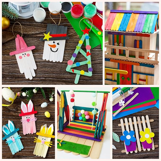 3600pcs Craft Sticks Bulk Natural Wooden Ice Cream Sticks,4.5 Inch Popsicle Sticks for Crafts,Food and Hair Remova,DIY Crafts Supplies for Home Art Projects
