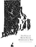 Muir Way Hydrological River Map of Rhode Island - Watershed Topographic Wall Art for Home, Office, or Travel Decor - Unframed Flat Paper Print, 18x24