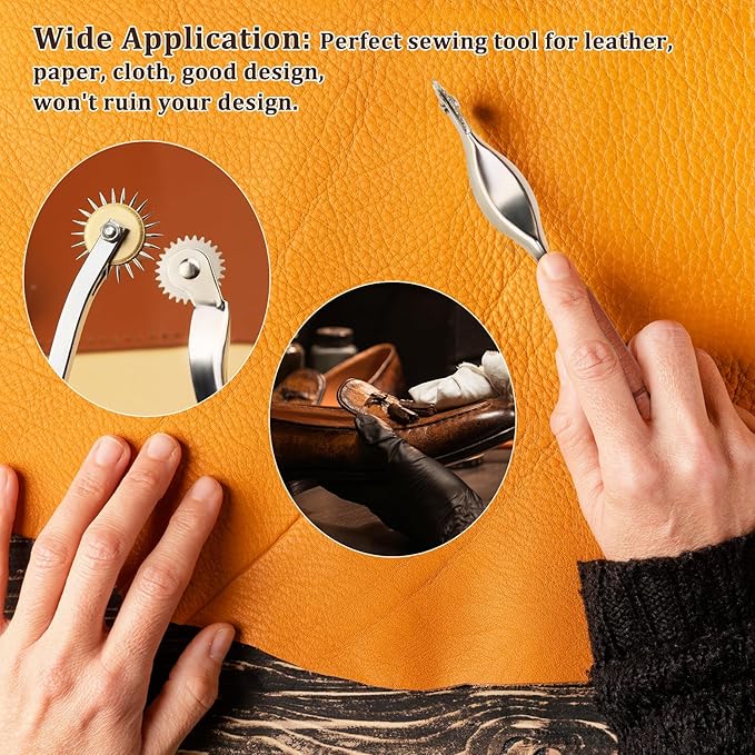 Nitlak 2 PCS Tracing Wheel,Tracing Wheel Sewing Tool,Wooden Handle Stainless Steel Pounce Wheel,Tracing Wheel for Sewing Patterns, Tracing Wheel Tool for Leathercraft, Professional Marking Spacer