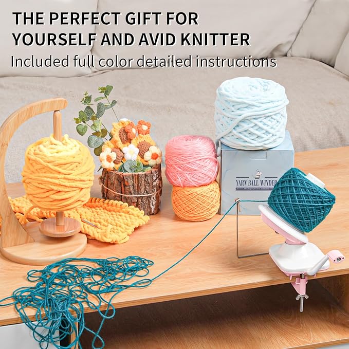 SPEENSUN Yarn Winder for Crocheting, Yarn Spinner, 3.5 OZ Easy-to-Install and Efficiently Yarn Cake Winder with Lower Noise, Yarn Baller for Crochet and Knitting Lover for Yarns Below Size 5