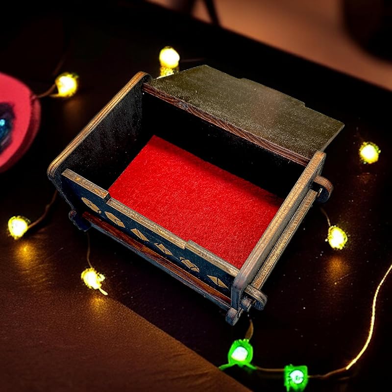 Dice Box - BLACK - 6x4x3 Also holds jewelry and great for desks and desk top items (Goblin - PERSONALIZED)