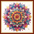 Magxvouy Cross Stitch Kits Stamped Full Range of Embroidery Kits,Cross Stitch Patterns Needlework Kits for Beginners 11CT Printed Kits&Colorful Mandala 18x18 inch