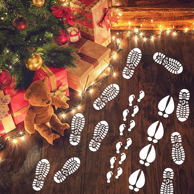 Christmas Stencils for Crafts Reusable 12” Santa Footprint Stencil Holiday Stencils for Floor Porch Wood Sign Decor