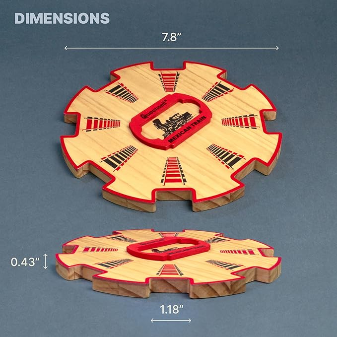 Queensell Dominoes Double 12 + Wooden Hub + Score Pad + Metal Trains