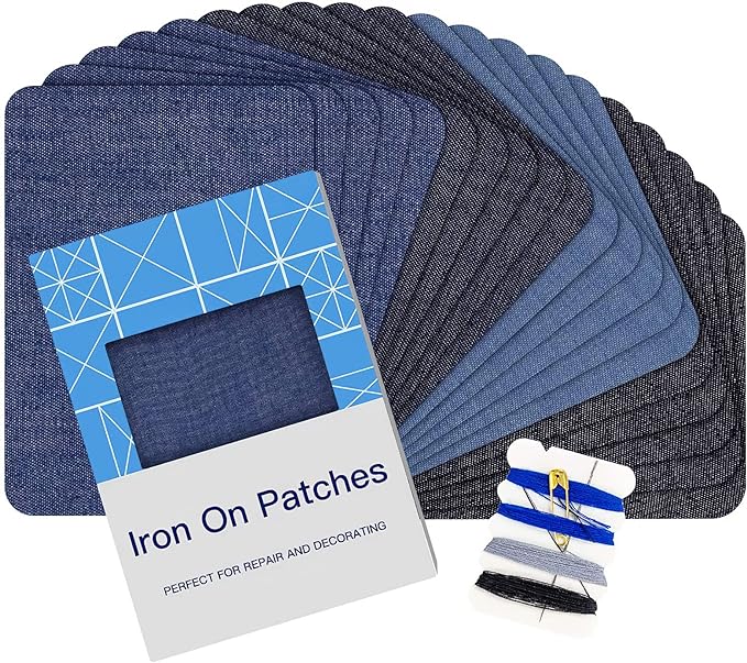 HTVRONT Iron on Patches for Clothes, 20PCS Iron on Patches for Jeans 3" by 4-1/4", 4 Shades of Cotton Denim Clothing Repair and Decoration Kit for DIY Repair, Crafting, Embellishment