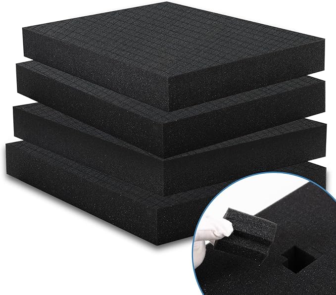 Coengwui Pick and Pluck Foam Inserts, Pre-cubed Pick Apart Sheets for Crafts Toolbox Game Box Camera Cases Drawer Storage (4Pcs 12 x 12 x 2 Inch)