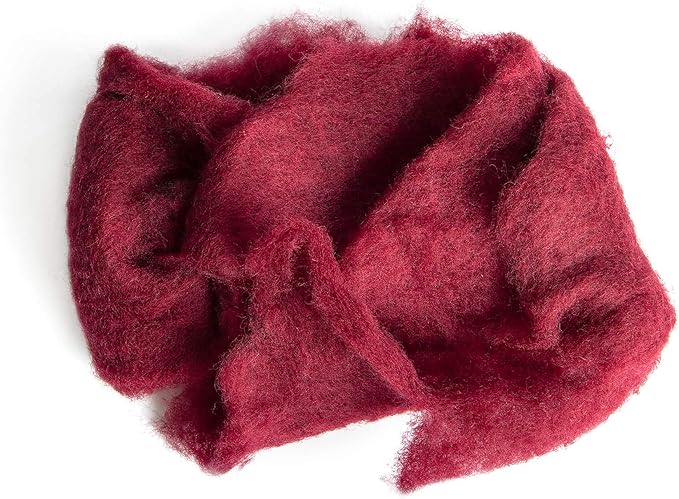 Desert Breeze Distributing Maori Wool Carded Batting, 100% Natural New Zealand Wool Made by DHG in Italy for Needle Felting, 3.5 OZ, 27 Micron, Color Plum