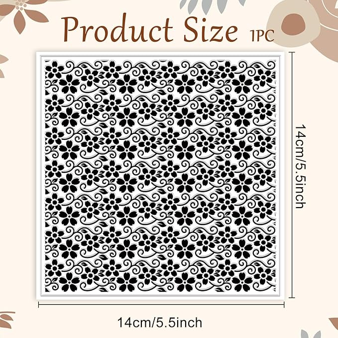 CHGCRAFT Vine Small Flowers Pattern Polymer Clay Texture Sheet Plant Leaves Silicone Texture Mat for Polymer Clay Making Earrings Jewelry DIY Crafts 5.5 × 5.5 Inch