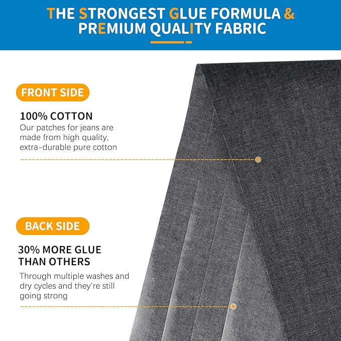 HTVRONT Iron on Patches for Clothing Repair 4 Rolls - Denim Patches for Jeans Kit 4" by 20", 4 Rolls of Iron On Denim Patches for Jeans Inside & Clothing Repair (Black)
