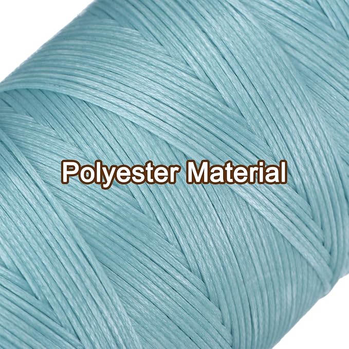 uxcell Leather Sewing Waxed Thread, 284 Yards / 260m 0.8mm 150D Flat Polyester All-Purpose Threads for Leather Crafts, Bookbinding, Slate Blue
