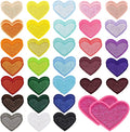 62 Pcs Colorful Embroidered Iron on Heart Patches Hearts Iron on Patches Mini Tiny Fabric Heart Sew on Patch,Hearts Embroidered Patch for Clothes Dress Pant Hats Backpack