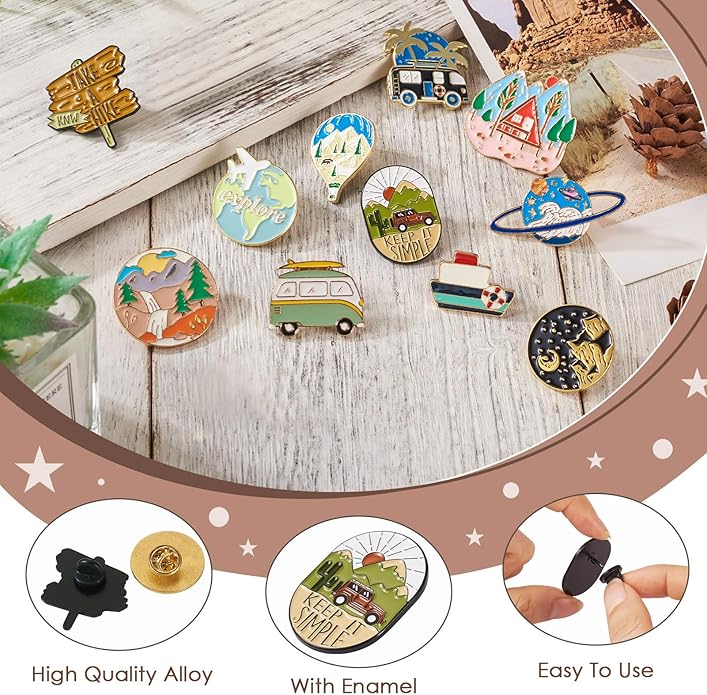 Mixed Enamel Pins for Backpacks, Beadthoven Cute Enamel Brooch Pins Set, Funny Backpack Pins, Aesthetic Lapel Badge Pins Bulk for DIY Clothes Accessories Holiday Gifts