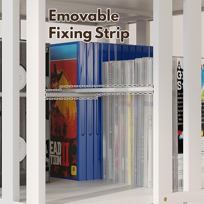 XIMN 360° Rotating Bamboo CD/DVD Shelf - 6-Tier Space-Saving Media Storage Cabinet for Movies, Organizer with Super Compact Design (White, 6 Tier)