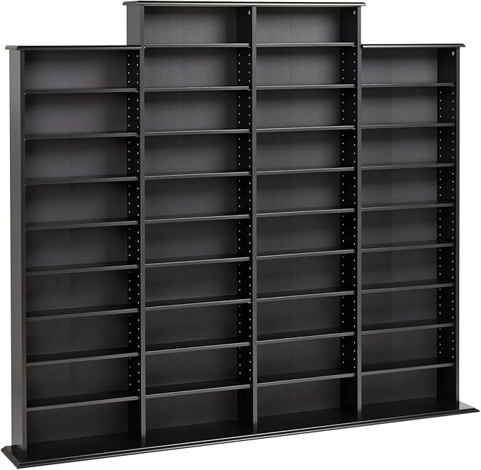 Prepac 4 Column Tall Cabinet Media Storage, 73.5" Wide, Black