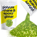 Hemway Polyurethane & Epoxy Resin Glitter 100g / 3.5oz Metallic Crystal Flake Additive for Flooring Jewelry Tumblers Glass Pigment - Chunky (1/40" 0.025" 0.6mm) - Lime Green