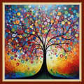 Artvxeay Cross Stitch Kits Stamped Full Range of Embroidery Kits for Beginners Adults 11CT Pattern Stitch Embroidery Kits Needlepoint Kits DIY- (Colorful Starry Sky Tree 18x18 inch)