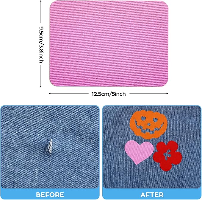 HTVRONT Iron on Patches for Clothing Repair, 20 PCS Multi-Colored Fabric Patches for Clothes Repair, 20 Shades Iron Patches for Clothes, Clothing Repair Decorating Kit 3.7" by 4.9"