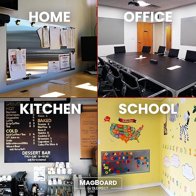 Diamond Life Magnetic Board - Memo & Vision Board for Home, Office, and Classroom - Magnet Board for Kids - Pre-drilled Mounting Screws Included (Silver 36"x48")