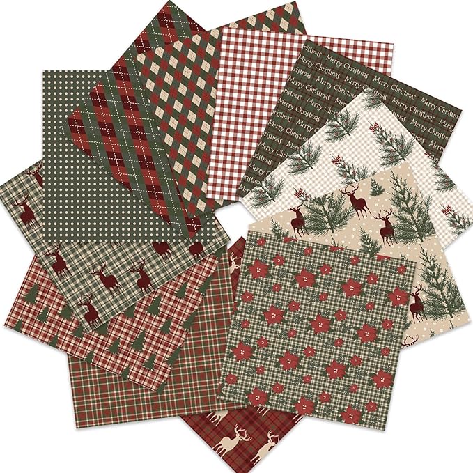 Christmas Scrapbook Paper Pad 12×12,Vintage Christmas Deer Patterned Papers ,24 Sheets Double-Sided Merry Christmas Scrapbooking CardStock Paper Pad for Holiday Cardmaking DIY Origami Papers.