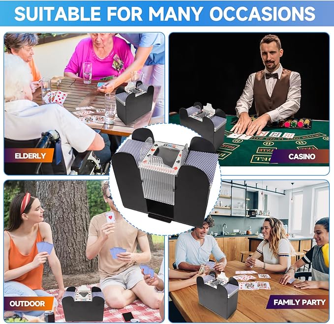 GSE Games & Sports Expert 6-Deck Automatic Card Shuffler, AC/DC-Power & Battery-Operated Electric Shuffler Machines for Playing Cards, Blackjack, Texas Hold'em, Canasta, Bridge, Rummy, UNO