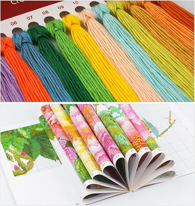 Foxhool Beginners Cross Stitch Kits Stamped Full Range of Embroidery Kits for Adults DIY Cross Stitches kit Embroidery Patterns for Needlepoint kit-Flower Girl 16x20 inch