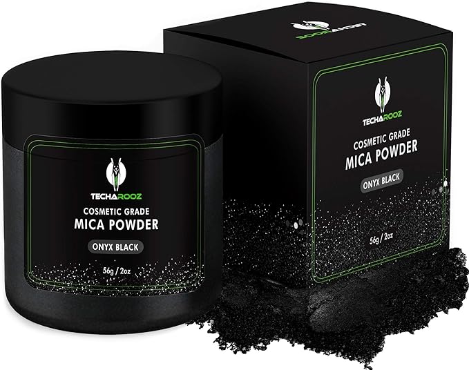 Black Mica Powder for Epoxy Resin 56g / 2oz. Jar - TECHAROOZ 2 Tone Resin Dye Color Pigment Powder for Lip Gloss, Nails, Colorant for Slime Bath Bombs Soap Making & Polymer Clay