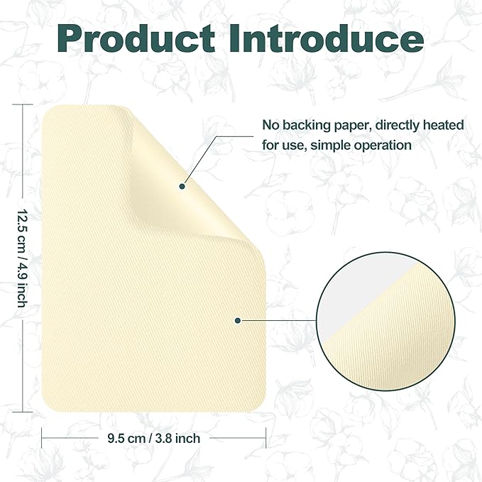 Iron on Patches for Clothes, 8 Pieces Fabric Patches for Clothing, Bag, Hat Repair, Clothing Repair Decorating Kit 3.7" by 4.9" (9.5 cm x 12.5 cm, Light Yellow)