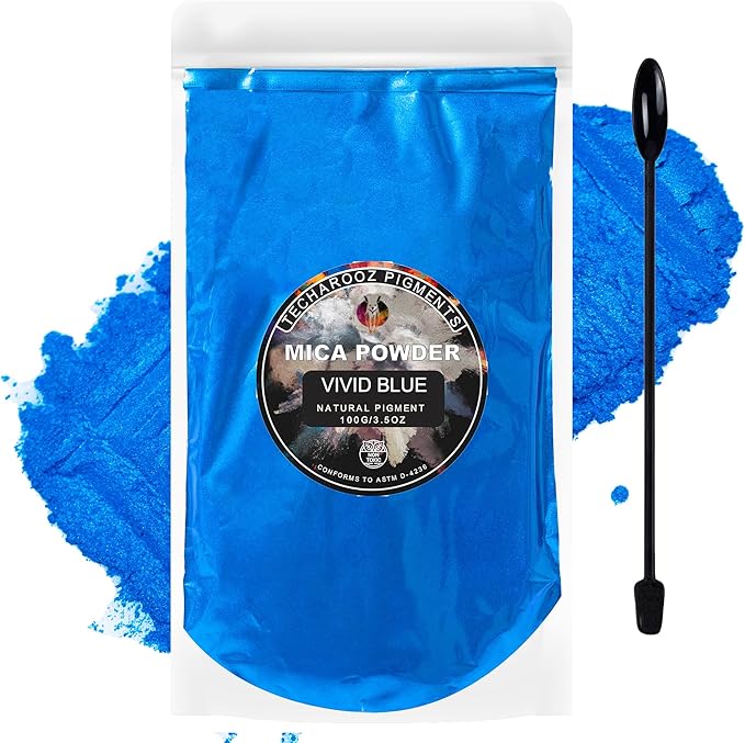 Vivid Blue Mica Powder for Epoxy Resin 100g / 3.5oz.Sealed Bag- Techarooz 2 Tone Resin Dye Color Pigment Powder for Lip Gloss, Nails, Colorant for Slime Bath Bombs Soap Making & Polymer Clay