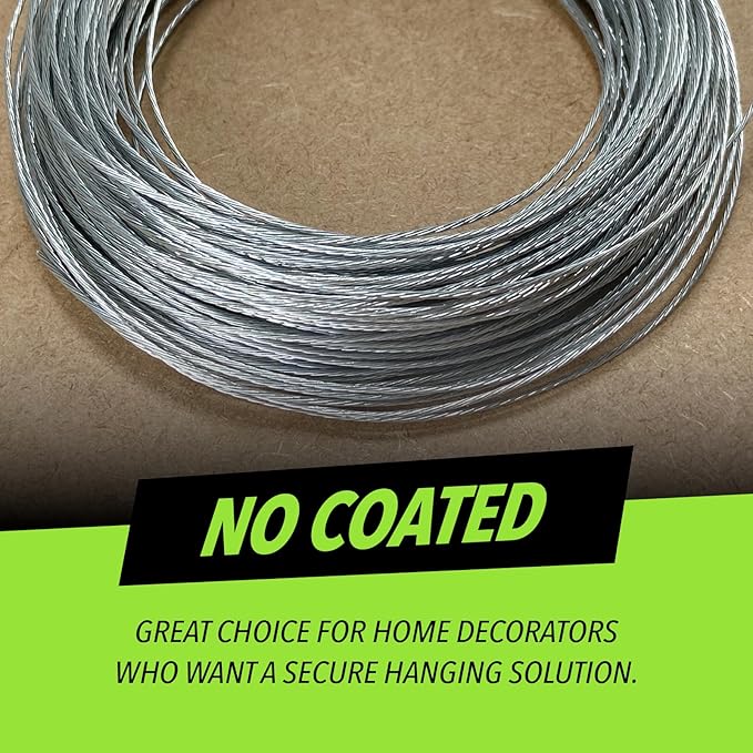 Picture Hanging Wire #3 30lbs 100-Feet, Flexible Steel Wire 18 Gauge for Hang Up Frame/Painting and Mirror