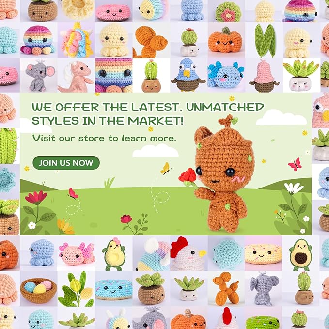 Crochetta Crochet Kit for Beginners, Crochet Starter Kit w Step-by-Step Video Tutorials, Beginner Crochet Kit for Adults Kids Women Men Complete Kit Included (Little Tree Man)