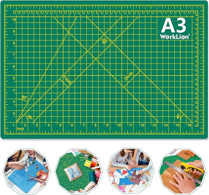 WORKLION 12" x 18" Art Self Healing PVC Cutting Mat, Double Sided, Gridded Rotary Cutting Board for Craft, Fabric, Quilting, Sewing, Scrapbooking Project……