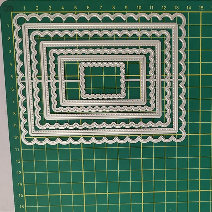 Cutting Dies Metal Stencils Scrapbooking Tools Flowers Lace Frame DIY Embossing Template for Paper Card Making Album Arts Crafts Supplies (Corrugated Rectangular Frame- 10.6x13.8cm)