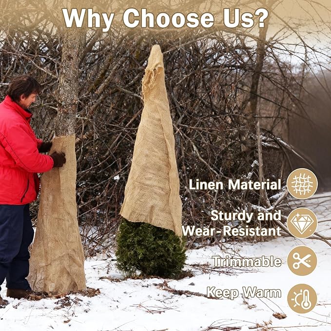 40InX50FT Burlap Rolls Multipurpose Jute Burlap Fabric for Garden Tree Wrap Outdoor Weed Barrier Protection for Plant Shrubs DIY Craft Projects and Party Decor