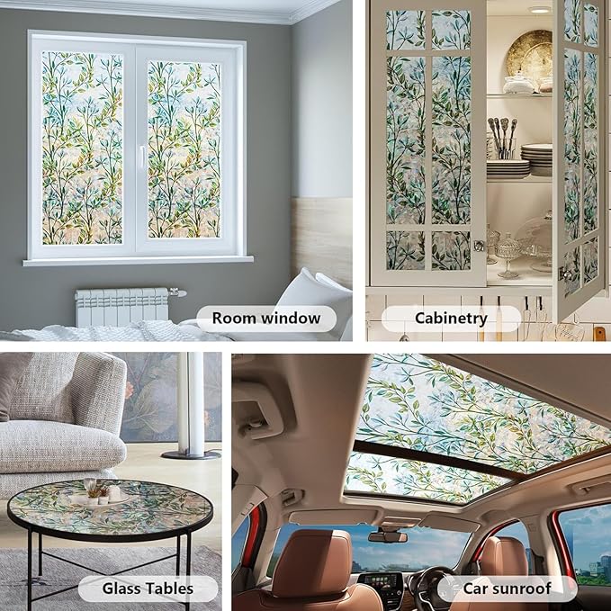 Finnez Window Privacy Film 3D Static Cling Window Film, No Glue Heat Control & 96% UV Blocking for Home Office, Decorative Frosted Glass Cover 23.6 Inch x 6.5 Feet