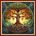 Joyhoor Stamped Cross Stitch Kits for Beginners, Needlepoint Kits for Adults, 11CT Counted Embroidery Kits-Magic Tree 18x18 inchs