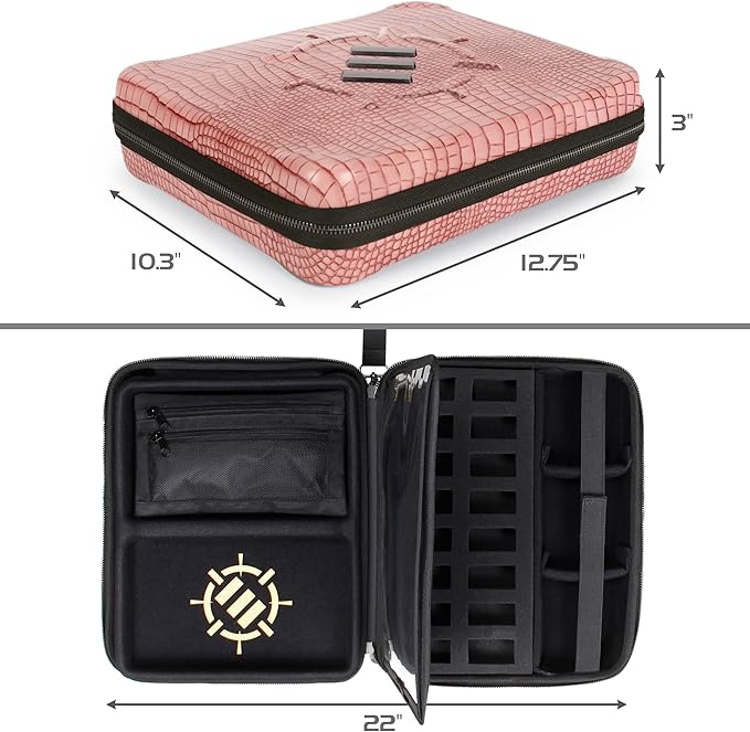 ENHANCE RPG Organizer Case - DnD Binder with Built-in Character Sheet Holder and Erasable Scribe Panel, Dice Rolling Area, Removable Pen Pouch, Miniature Foam Tray, Wrist Strap