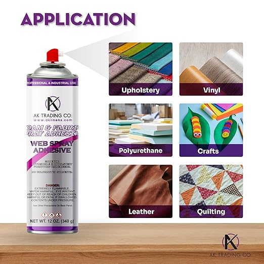 AK Trading Professional Quality General Multipurpose Spray Adhesive, 12-Ounce for Acoustic Panels & Craft Upholstery Foam Adhesive & Fabric Glue - 12 Pack