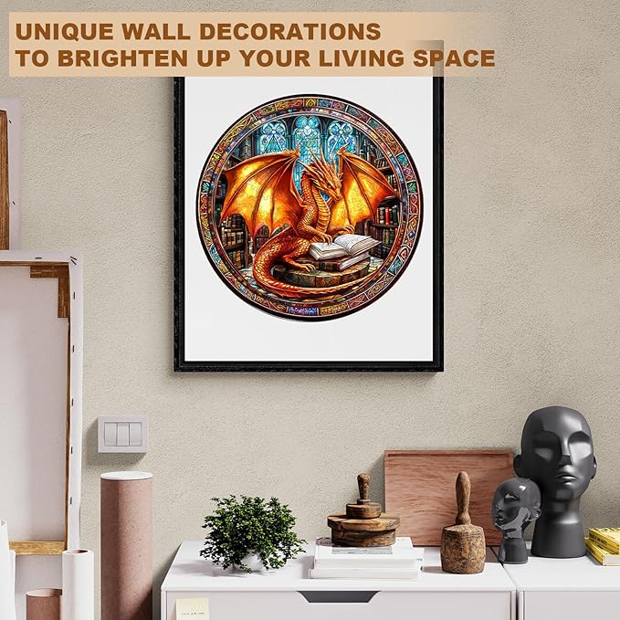 Wooden Puzzles for Adults, Dragon Wooden Puzzle,Magic Wooden Jigsaw Puzzles, Gifts for Family or Friends for Any Holiday.(13.4 * 13.4 in 300pcs)